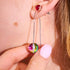 Mars Red | .925 Sterling Silver | Galaxy Glass Chain Drop Threader Earrings